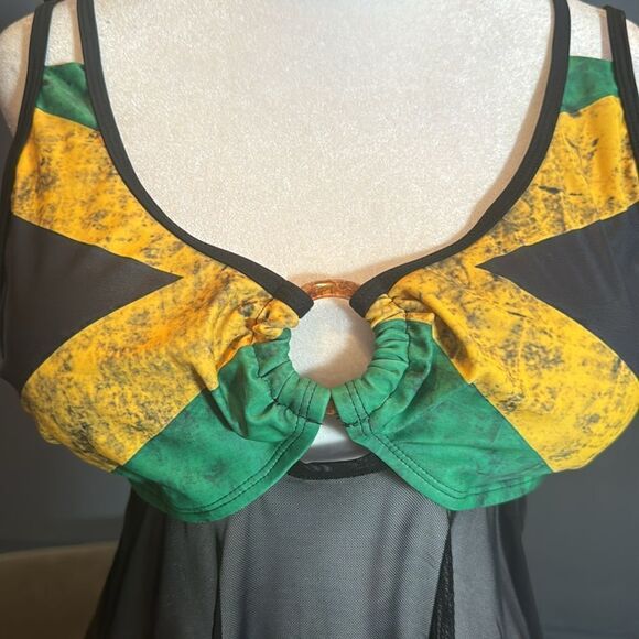 Women’s 2 Piece Jamaican Flag Design Bikini Swimsuit Bathers Size 2XL NEW - Picture 6 of 16